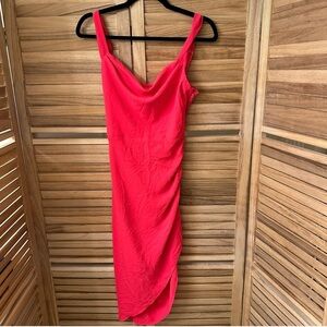 Amanda Uprichard Midi Ruched side Dress in pink size M